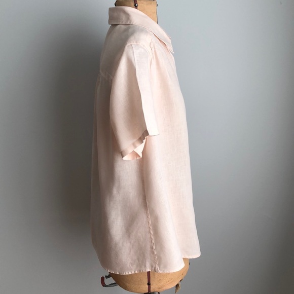 J.Jill Blush Linen Button Blouse Short Sleeves - Picture 8 of 11